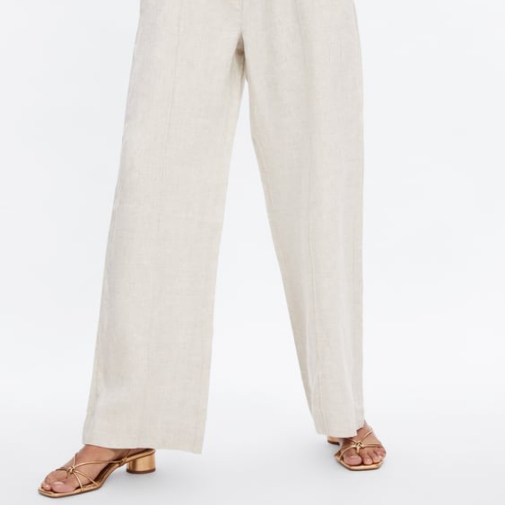 Zara 100% Linen Pants M Cream NWT